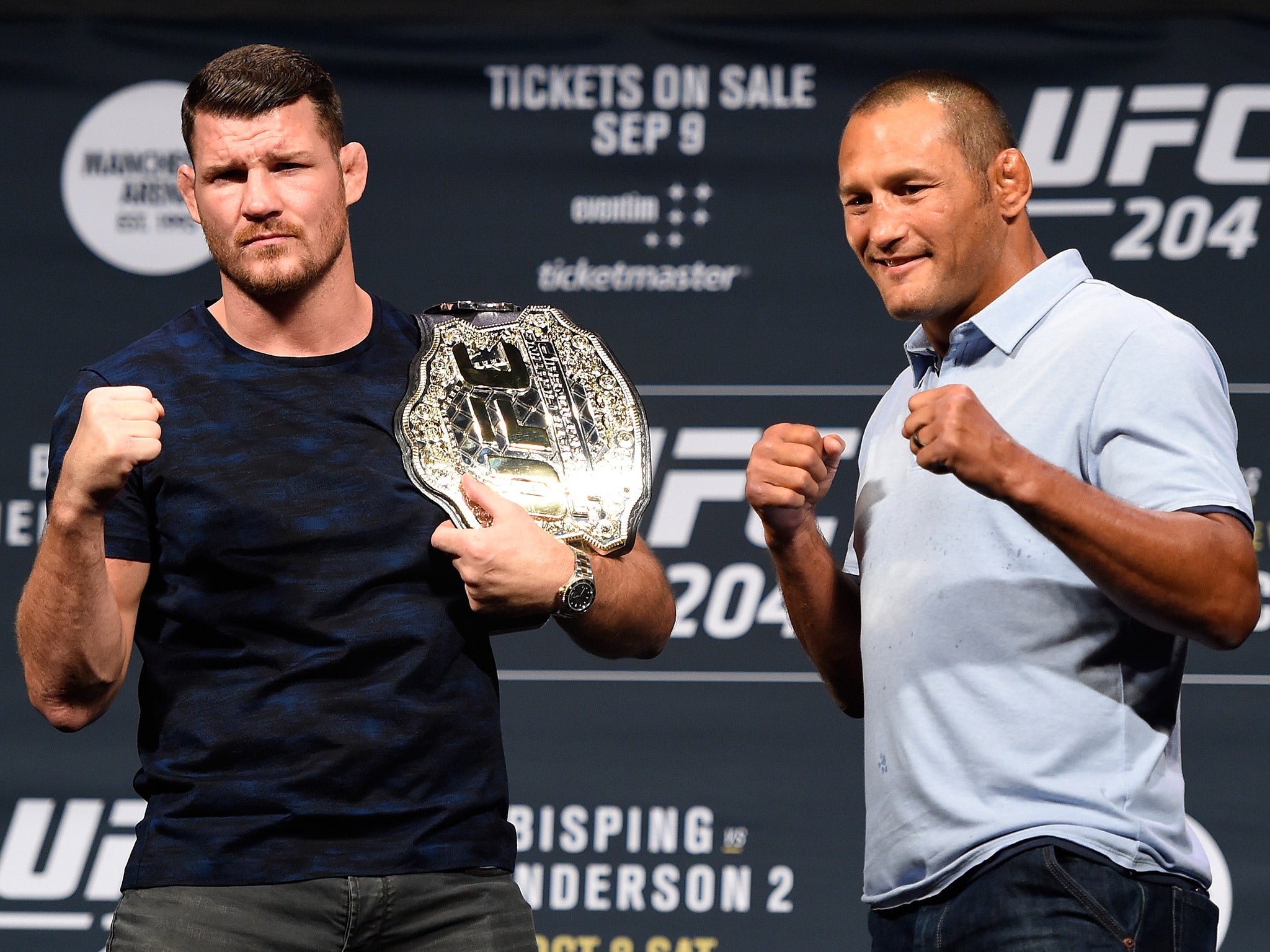 Michael Bisping defends his UFC middleweight championship against Dan Henderson