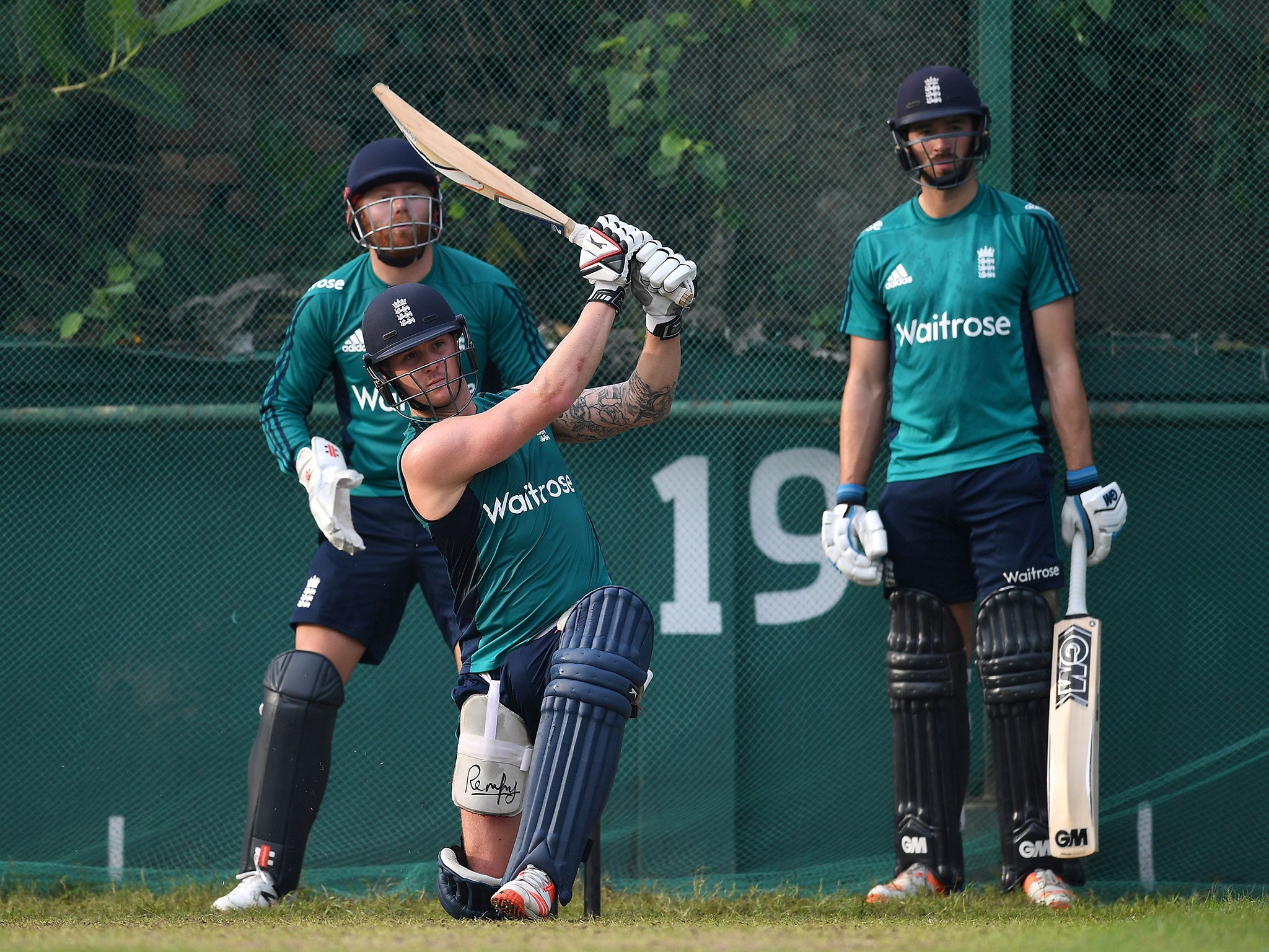 Jason Roy belts one skywards in the Bangladesh nets