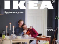 Gay couple who led Ikea Russia cover competition have entry removed