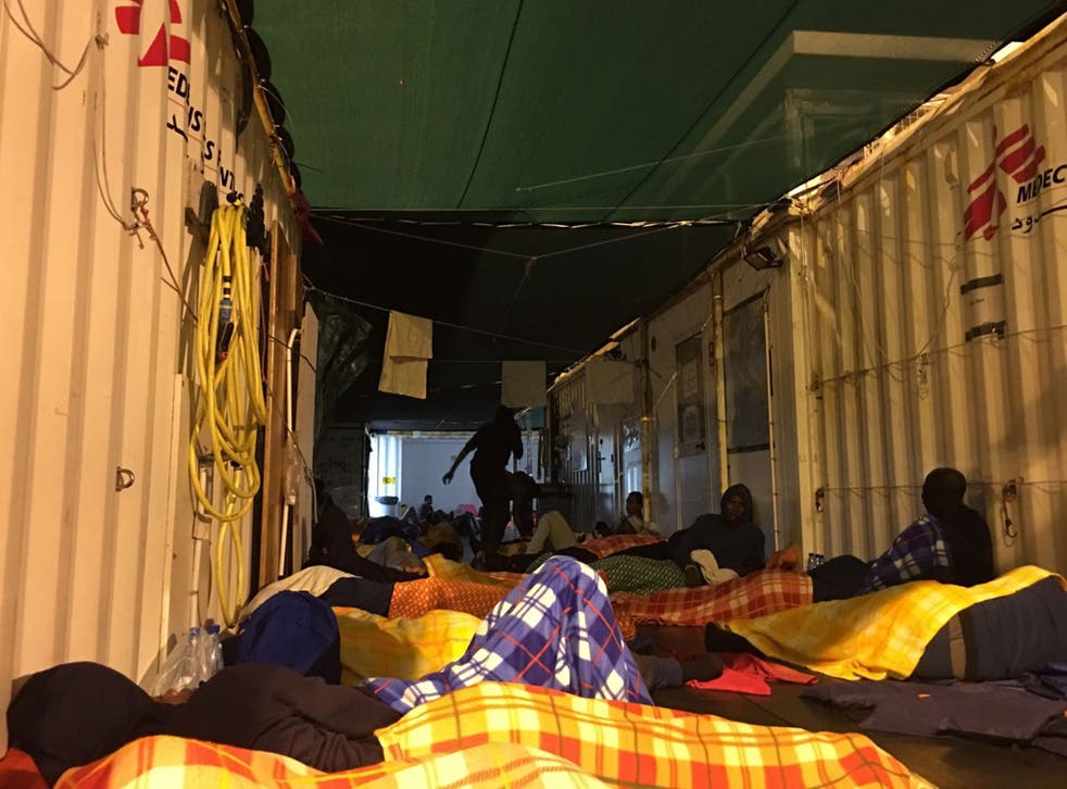 Refugees sleeping on MSF's Bourbon Argos rescue ship in Palermo, Sicily, on 5 October