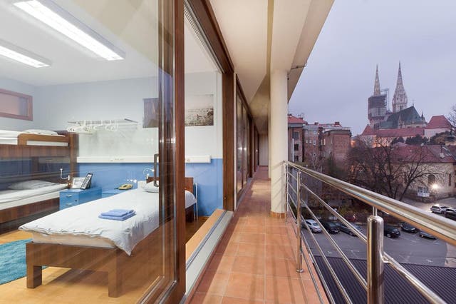 Some rooms even come with balconies at Hostel Bureau in Zagreb