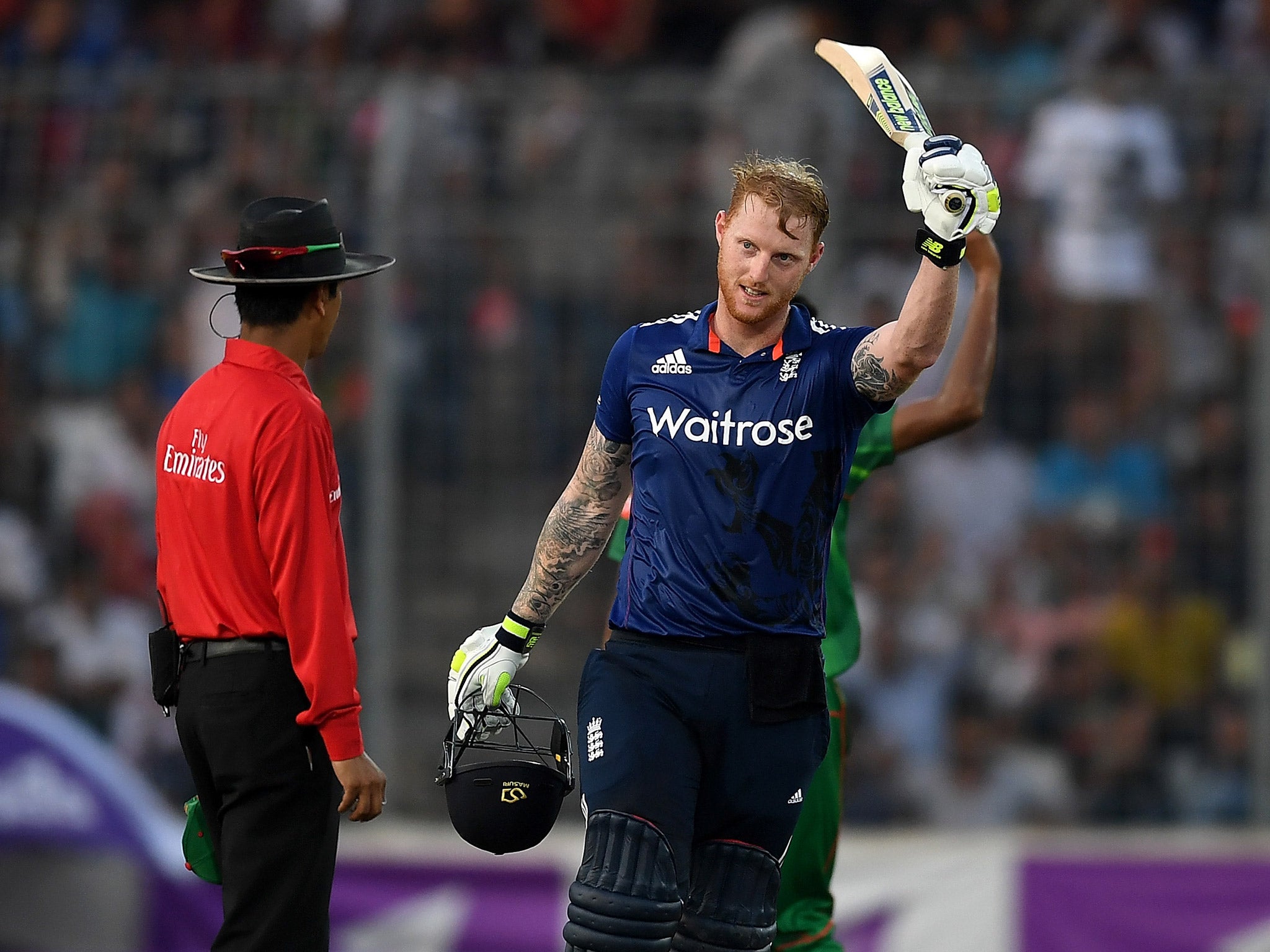 Ben Stokes hit his maiden ODI century for England to set a target of 310