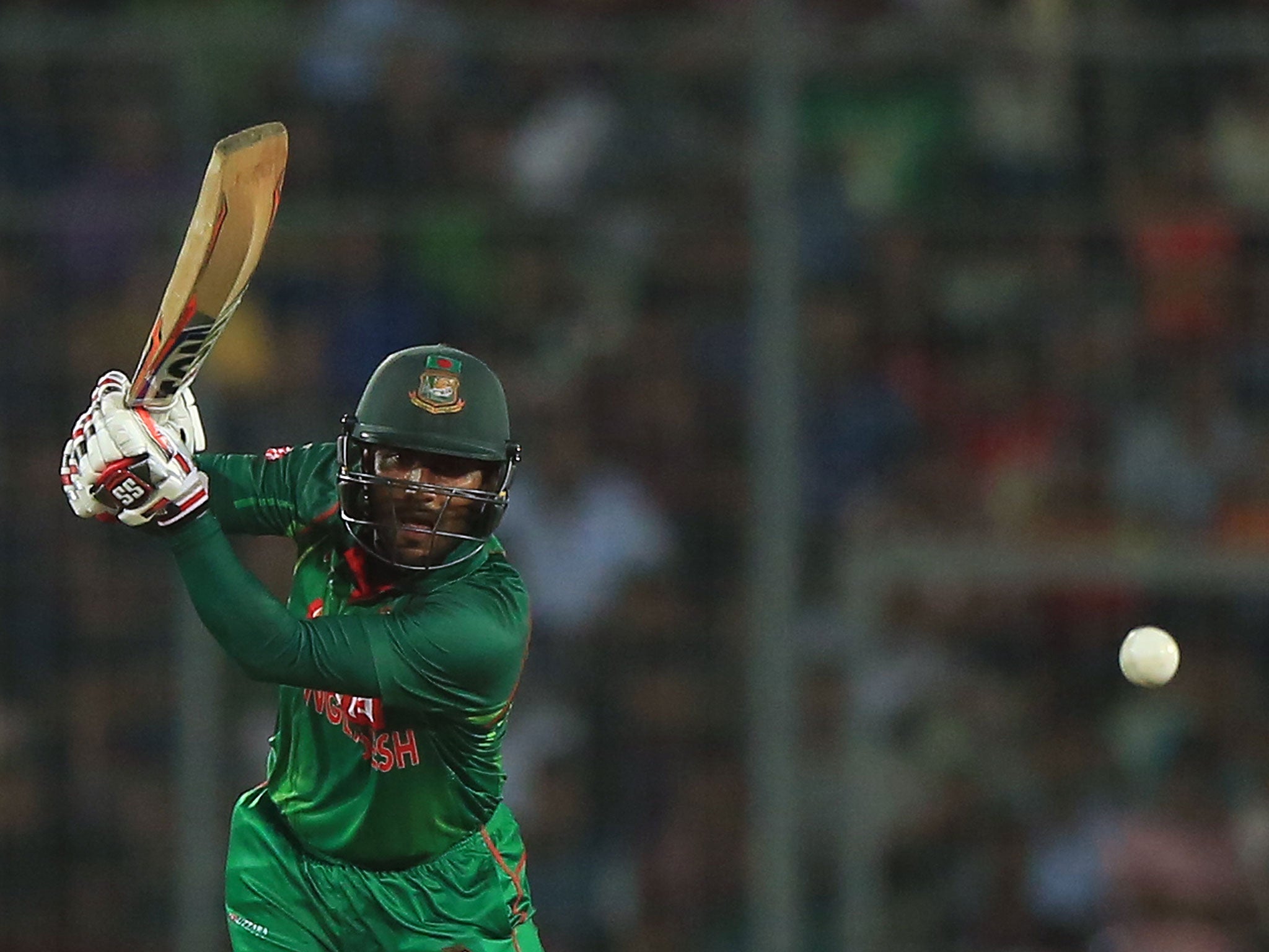 Imrul Kayes plays a shot during the first ODI cricket match between Bangladesh and England at the Sher-e-Bangla National Cricket Stadium