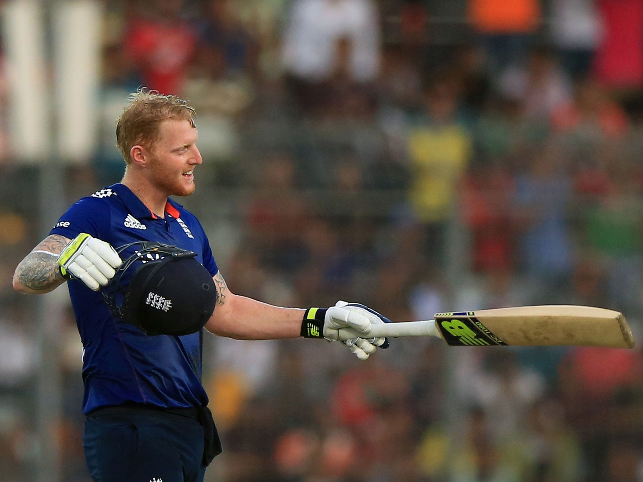 Ben Stokes celebrates his century