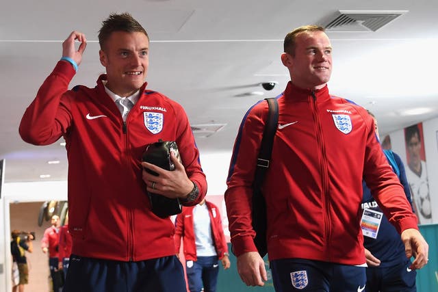 Jamie Vardy and Wayne Rooney arrive at Wembley ahead of England vs Malta