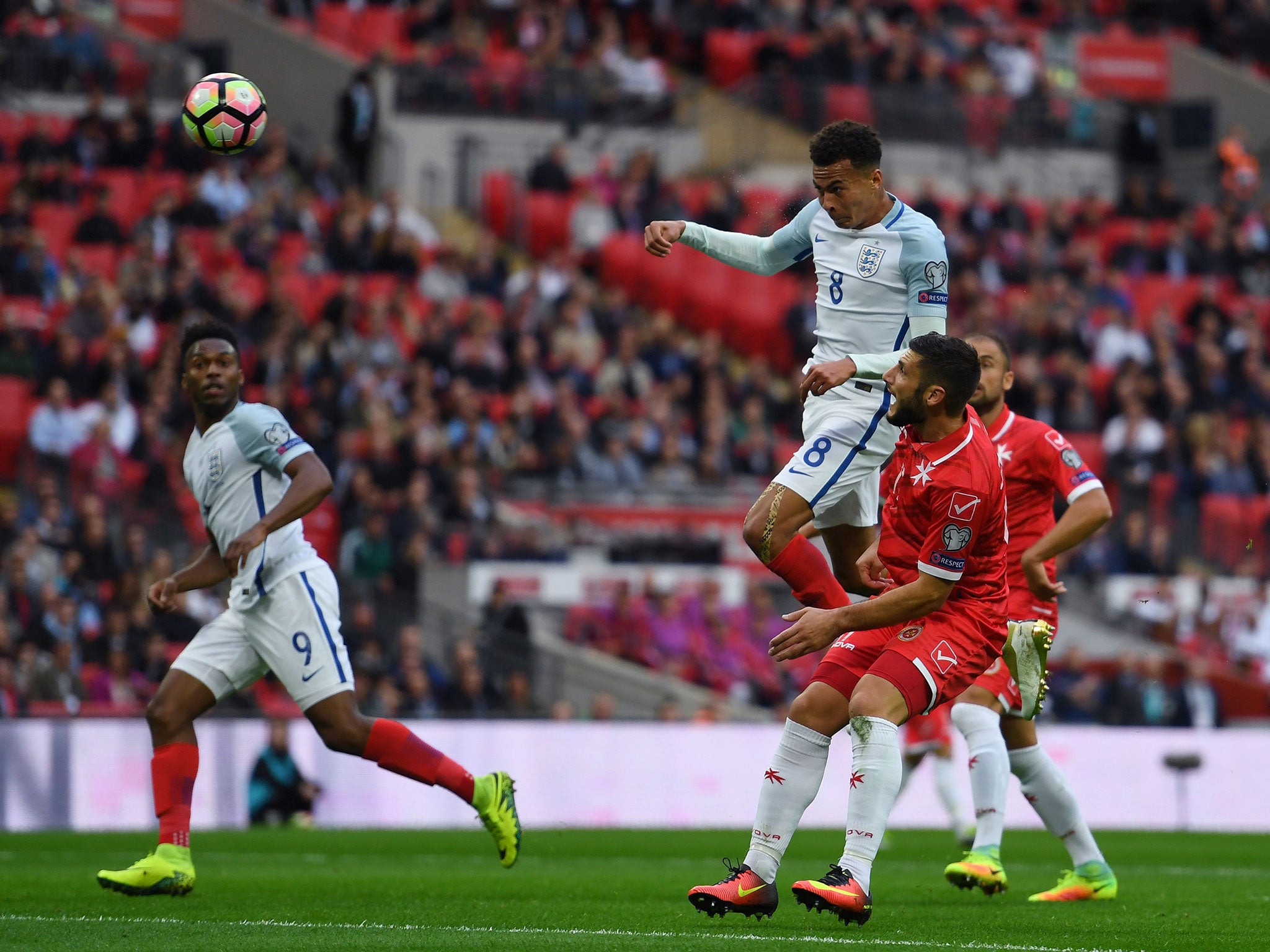 Dele Alli rises highest to give the home side a chance