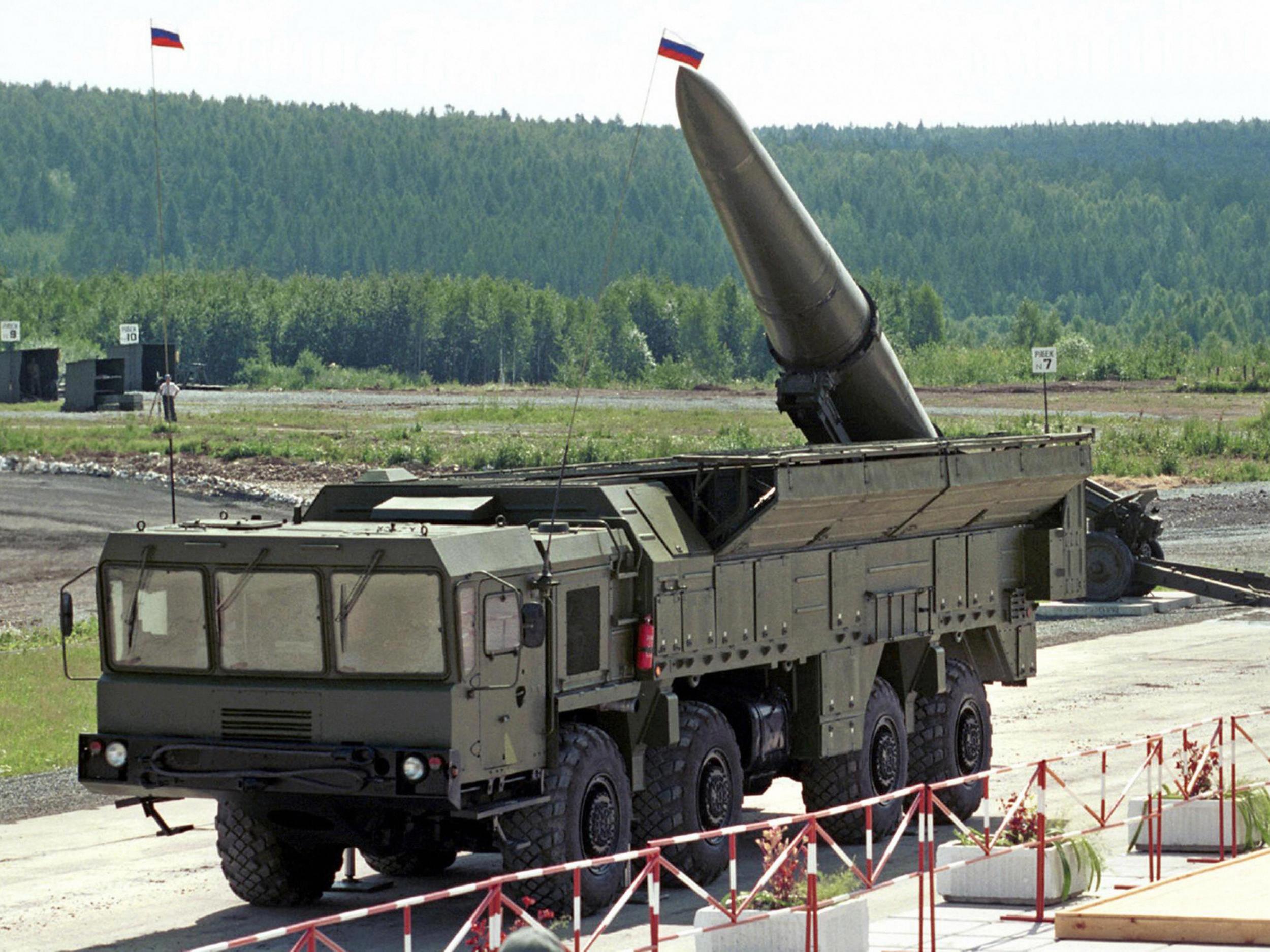 Russian missile complex 'Iskander' on display during a military equipment exhibition in the Siberian town of Nizhny Tagil in 2009