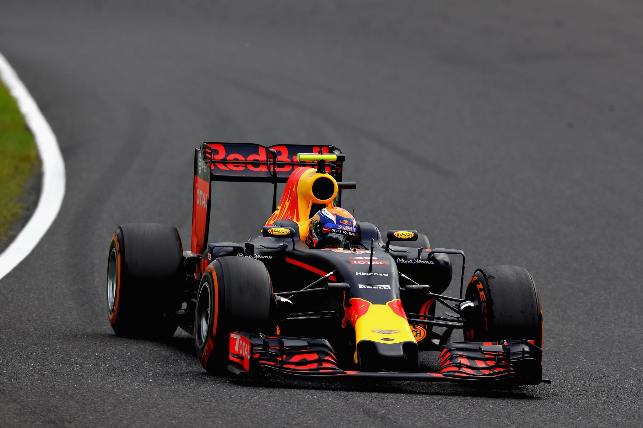 Max Verstappen seized second off the start in passing Lewis Hamilton
