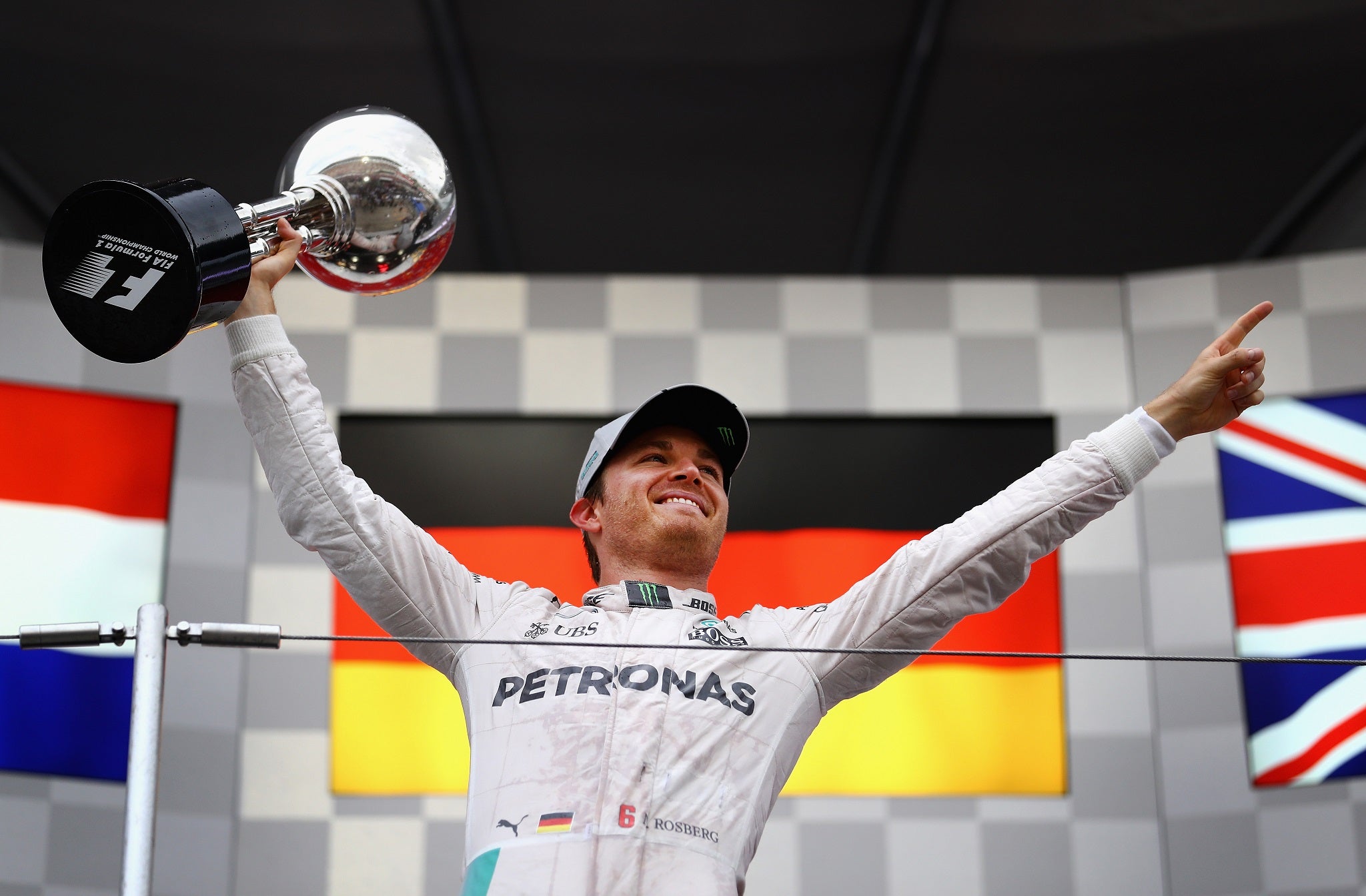 &#13;
Nico Rosberg celebrates winning the Japanese Grand Prix at Suzuka &#13;