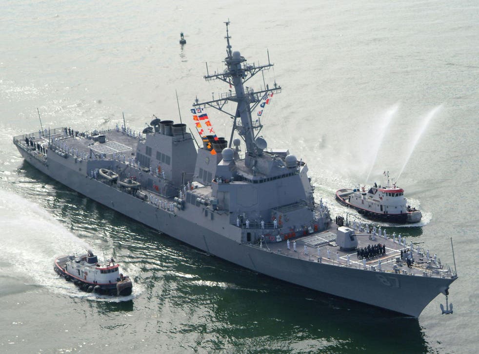 The USS Mason, pictured here in Florida, was shot at by missiles off the coast of Yemen