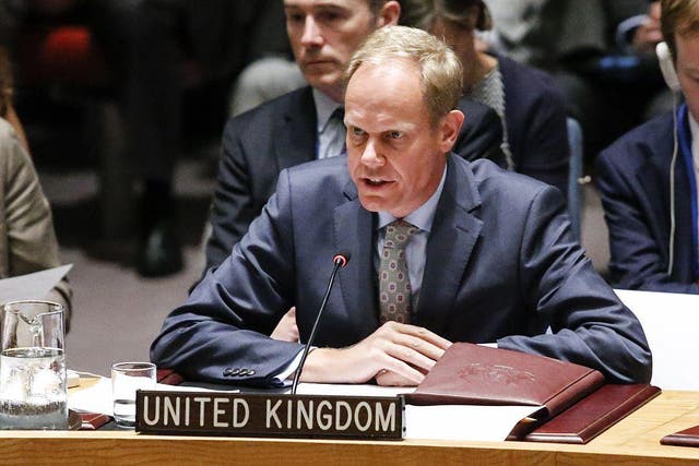 Matthew Rycroft , British Ambassador to the United Nations speaks at the United Nations Security Council