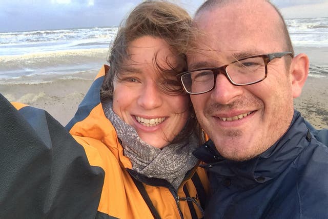 Nadja Ensink, with her husband Dr Jeroen Ensink, on holiday in Egmond aan Zee in the Netherlands