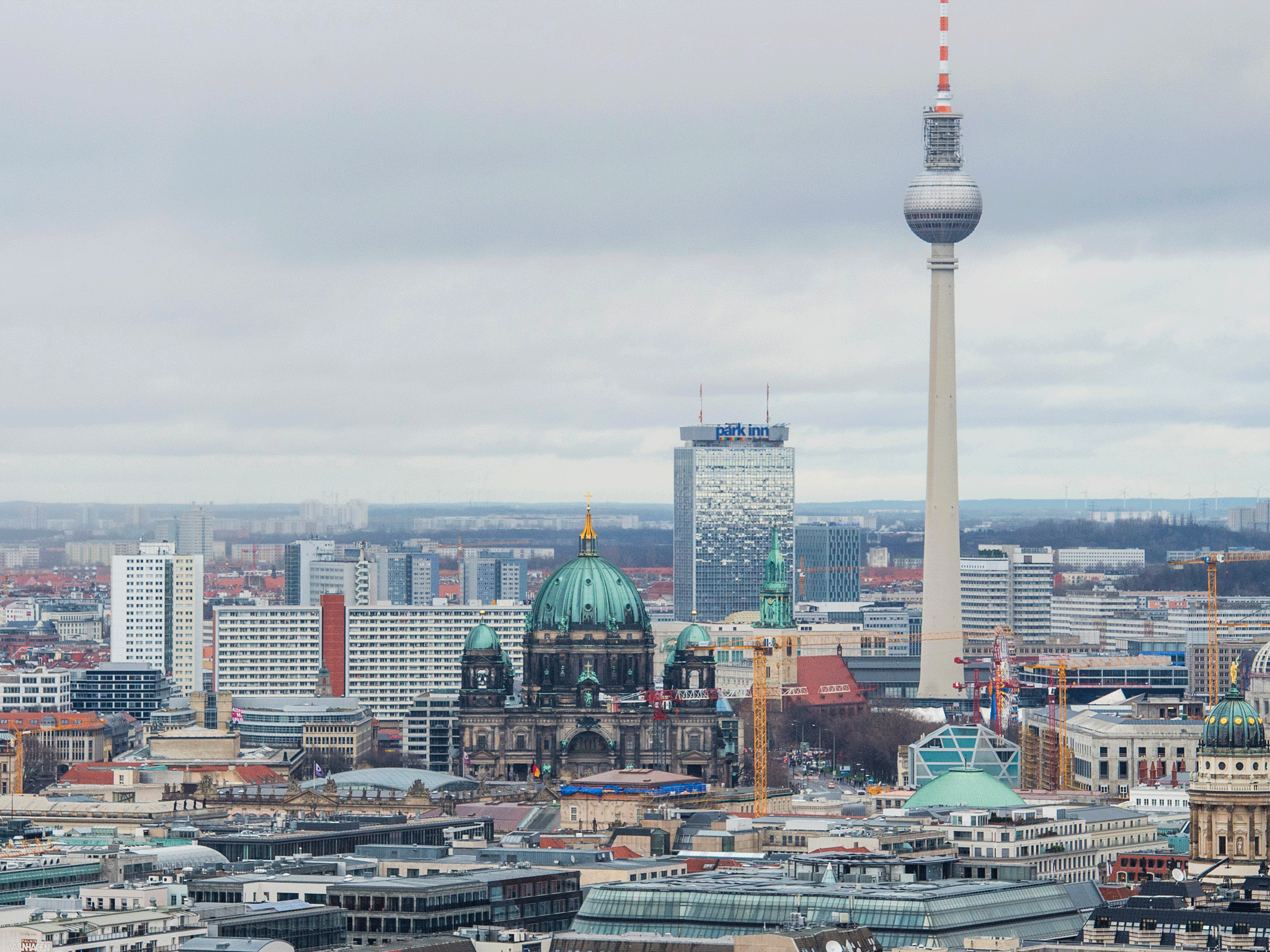 View of the Berlin skyline seen from Potsdamer Platz to Alexanderplatz