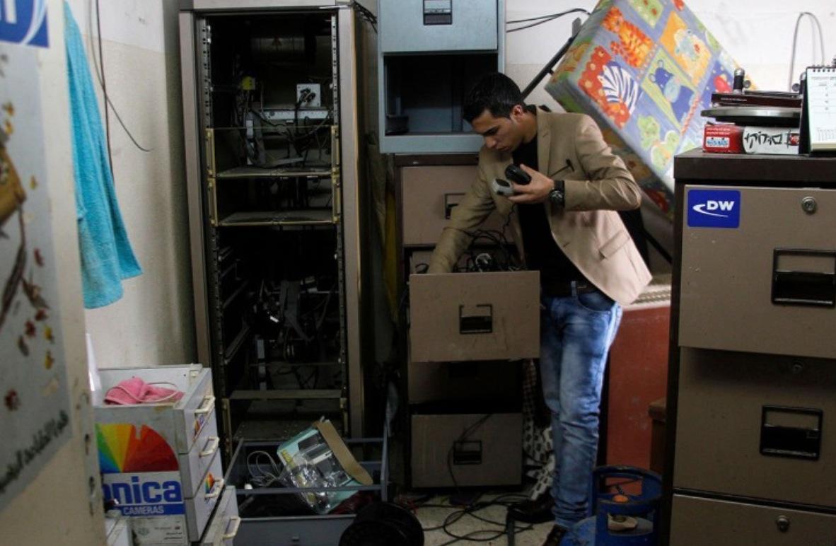 Sanabel Radio's offices after the IDF raid (supplied)