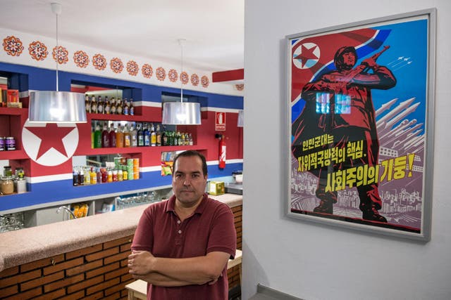 Owner Alejandro Cao de Benos at his Pyongyang Café in Tarragona