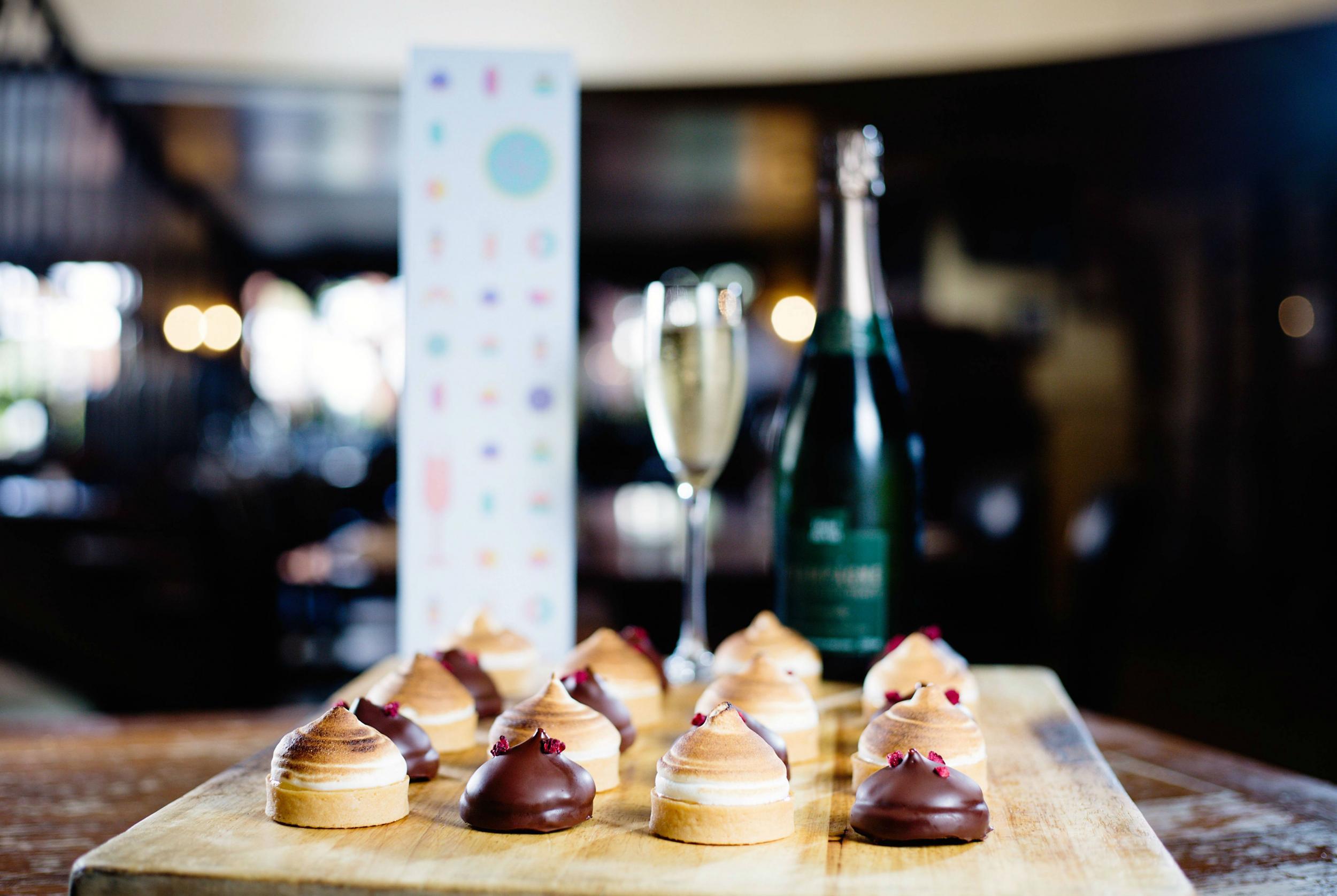 The lemon meringue pies and raspberry and dark chocolate teacakes