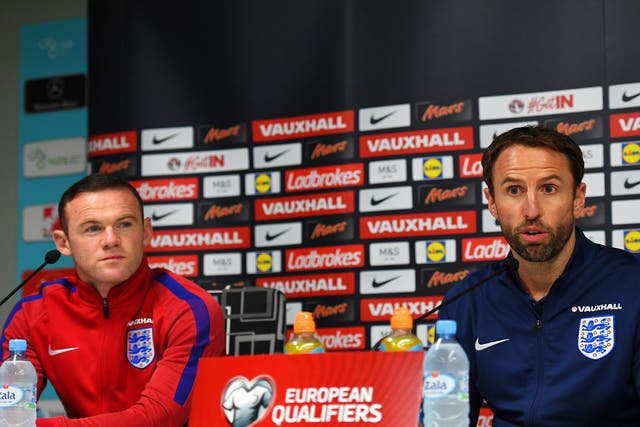 Wayne Rooney and Gareth Southgate address the media