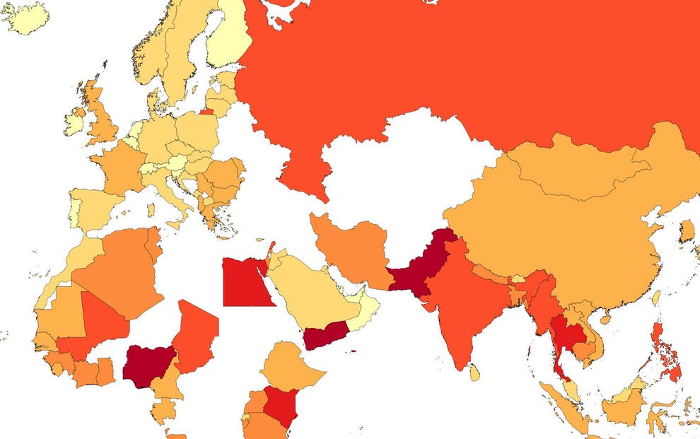 A map of the world's safest countries indy100 indy100