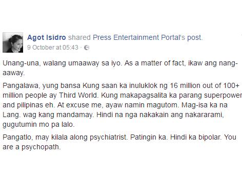 (Agot Isidro/Facebook )