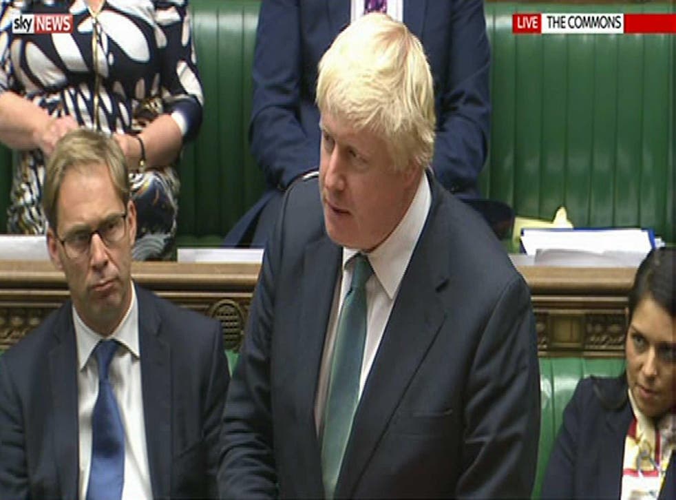 Mr Johnson was making his debut Commons speech as Home Secretary