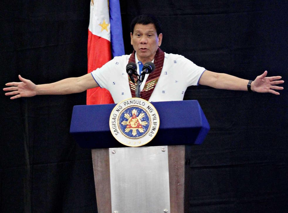 President Rodrigo Duterte in Davao city, in southern Philippines