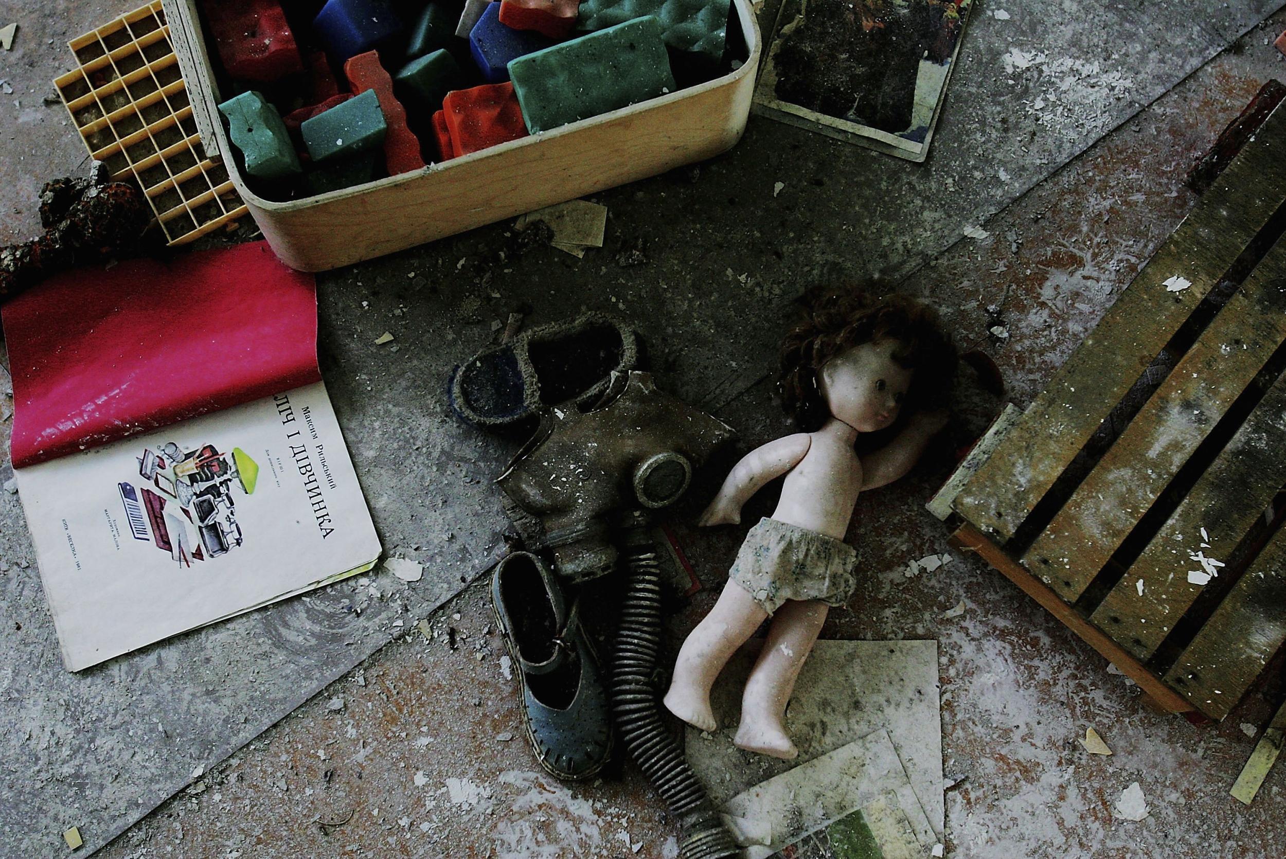 Abandoned belongings at a kindergarten in the Chernobyl exclusion zone