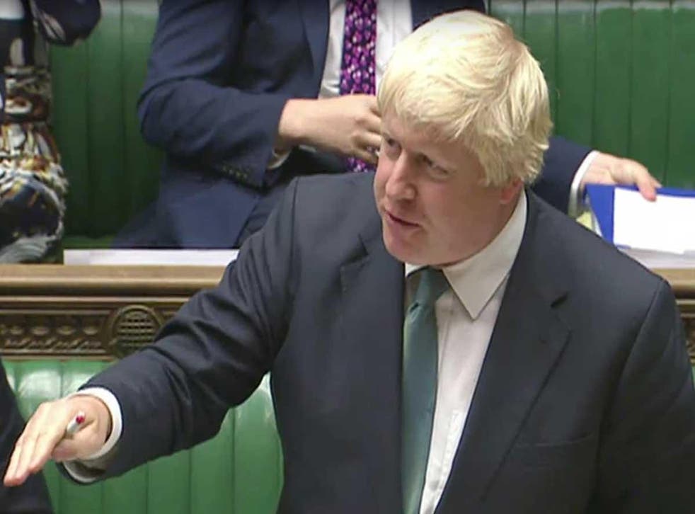 Foreign Secretary Boris Johnson in the House of Commons, London, where he spoke about the crisis in Syria
