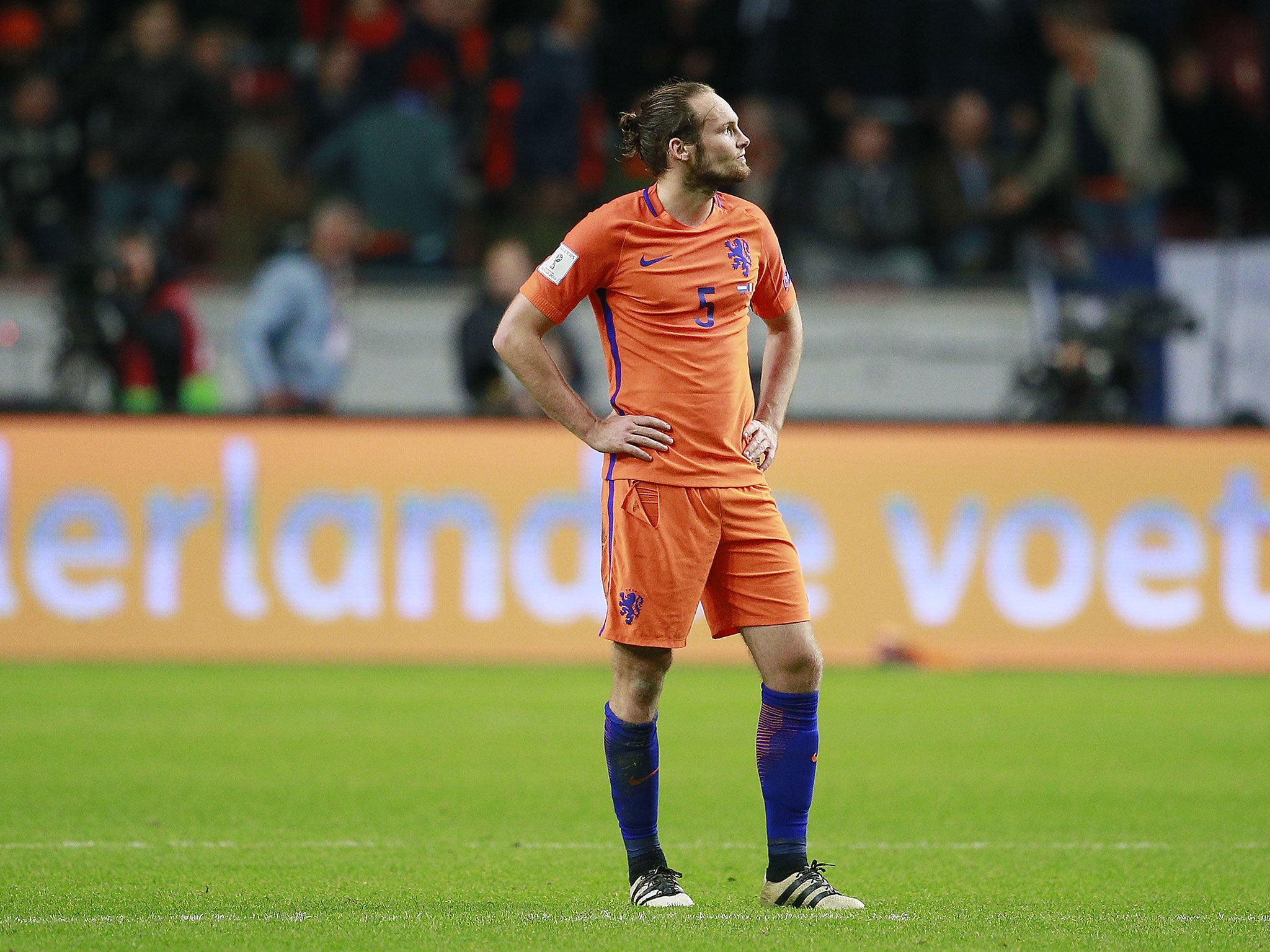 Daley Blind is lost for answers as Holland are beaten 1-0 by France in World Cup qualfying