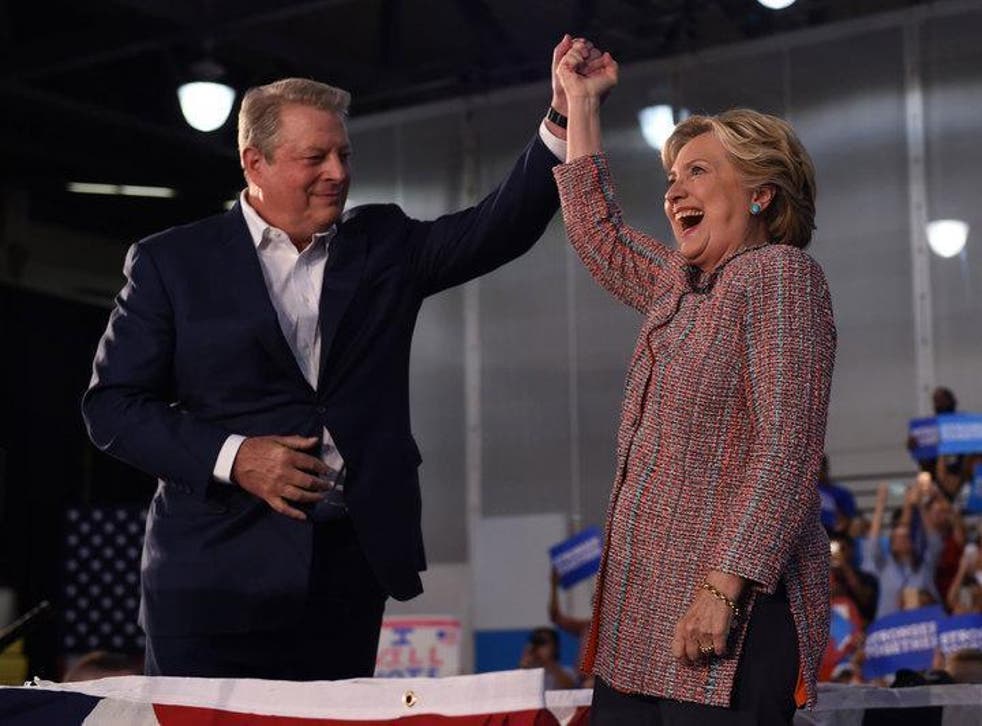 Al Gore makes first 2016 campaign appearance with Hillary Clinton yesterday