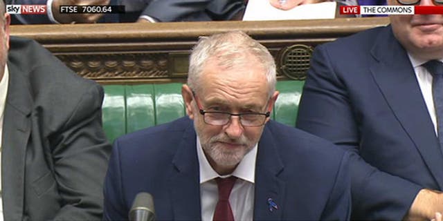 Jeremy Corbyn during Prime Minister's Questions (PMQs) in the House of Commons