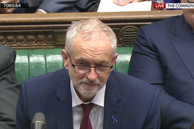 Jeremy Corbyn during Prime Minister's Questions (PMQs) in the House of Commons