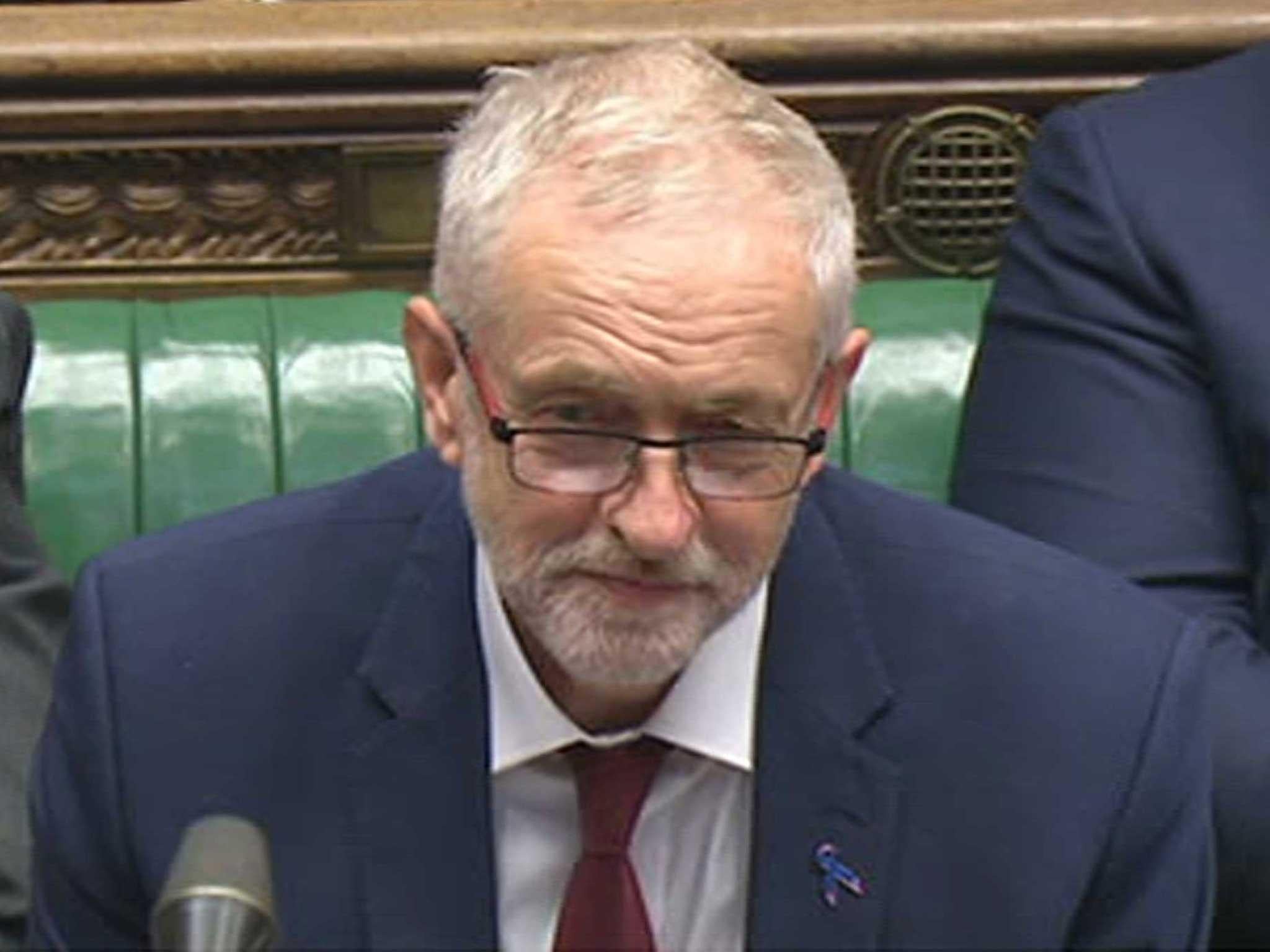 Jeremy Corbyn during Prime Minister’s Questions