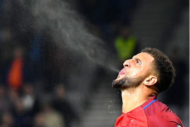 Kyle Walker shows his exasperation during England's 0-0 draw with Slovenia