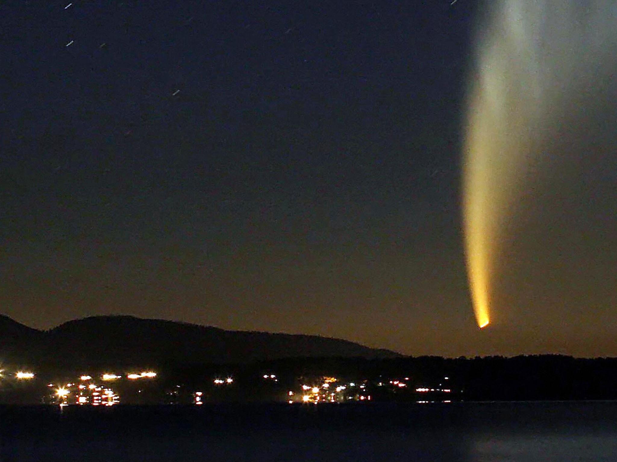 The McNaught comet, seen from Pucon, Chile, fortunately did not hit Earth