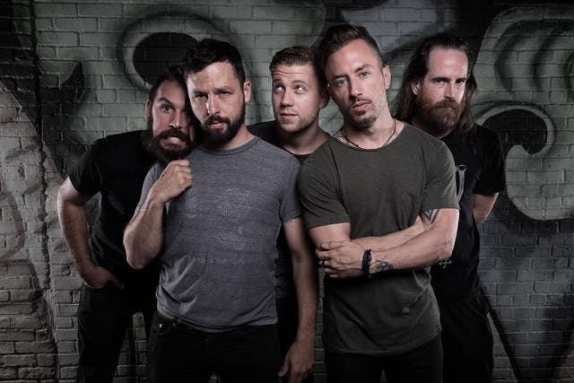 The Dillinger Escape Plan in 2016, from left to right, Kevin Antreassian