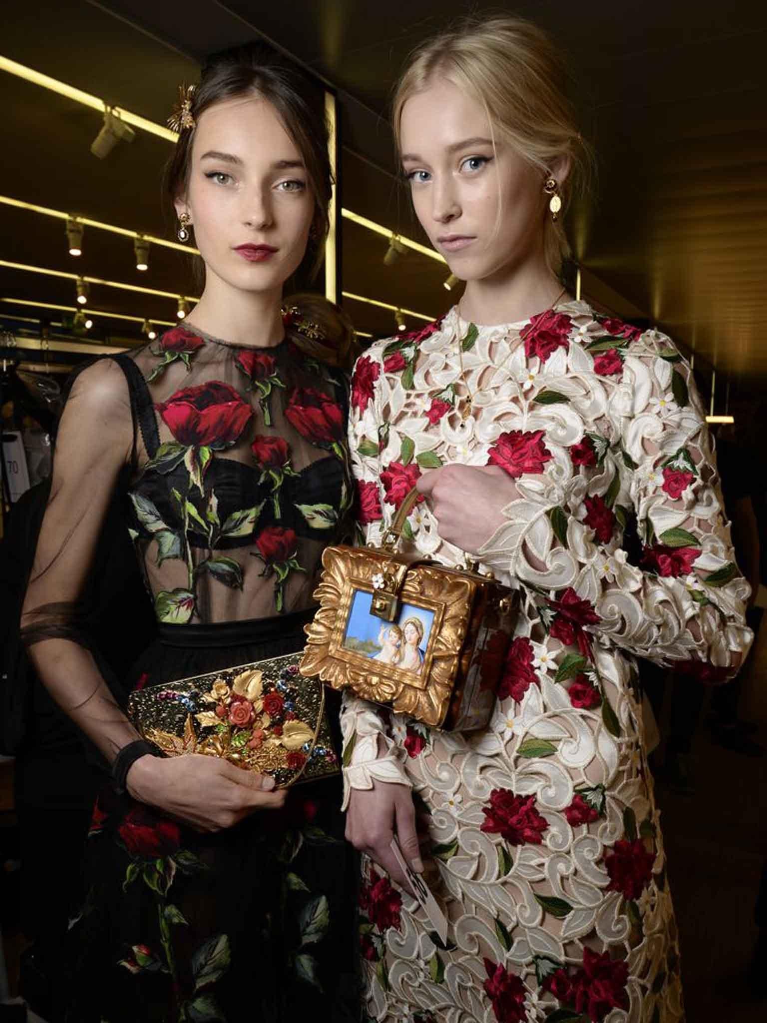 Florals came in the form of heavy embroidery and embellishment at Dolce &amp; Gabbana