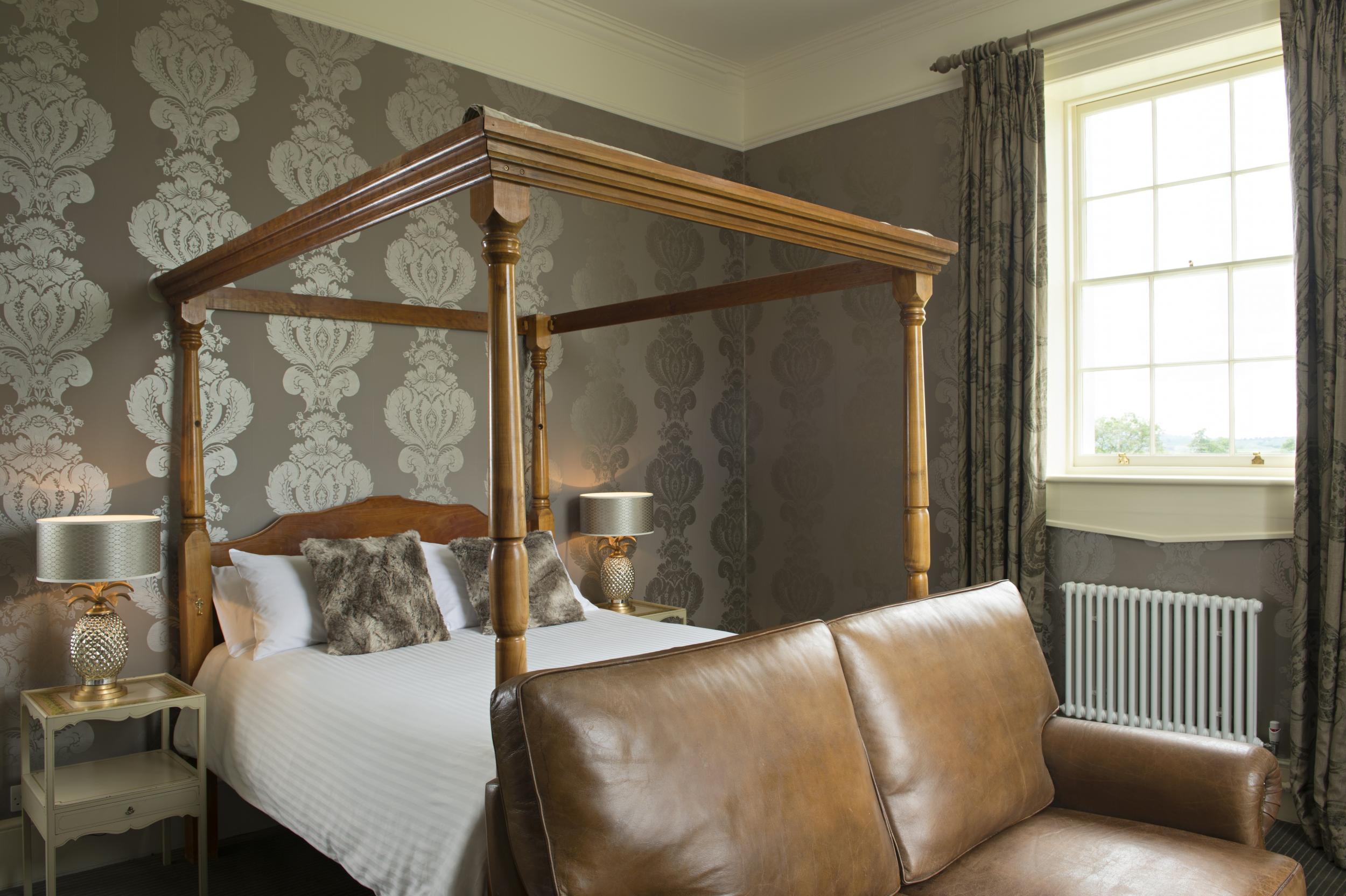 One of the bedrooms, complete with unusual lamps