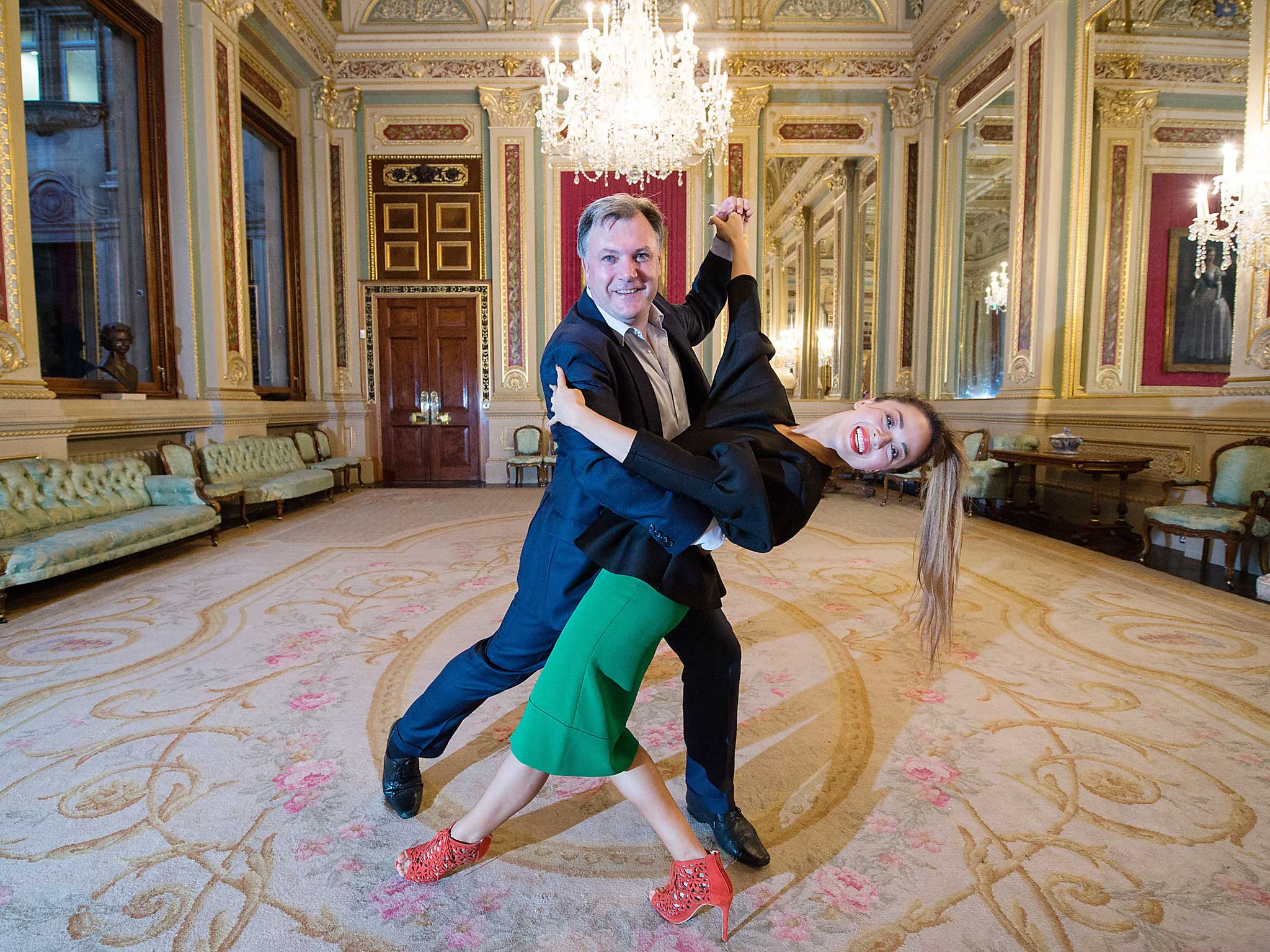 Former Economic Secretary to the Treasury Ed Balls and his dance partner Katya Jones from BBC dance programme Strictly Come Dancing