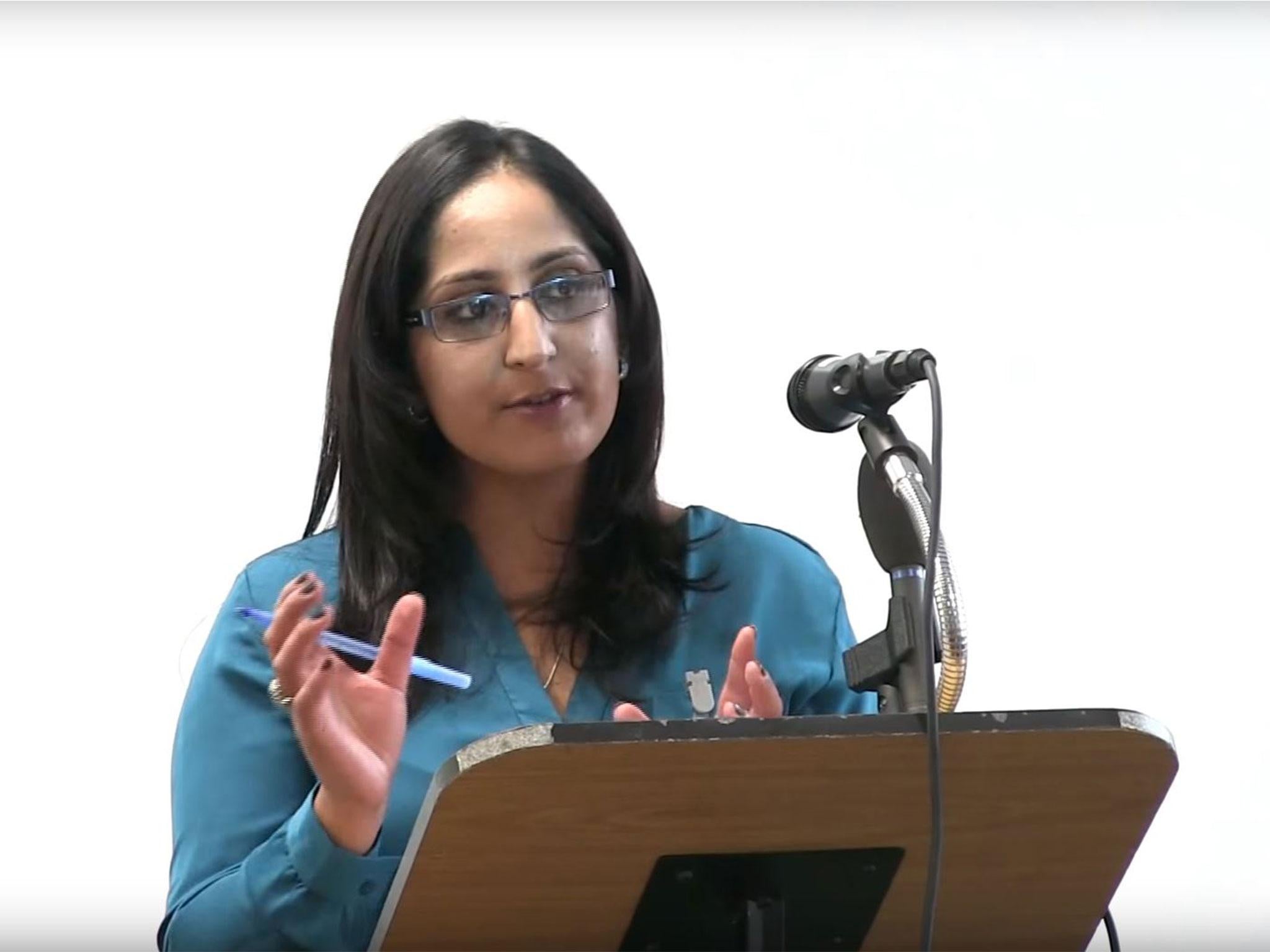 Aliyah Saleem, 27, speaking at the Secular Conference on British faith schools