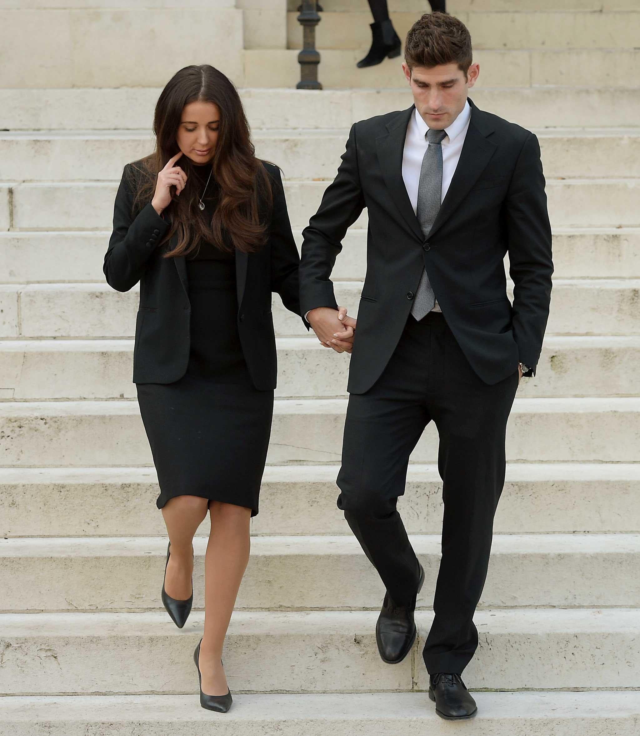 Footballer Ched Evans and partner Natasha Massey outside Cardiff Crown Court