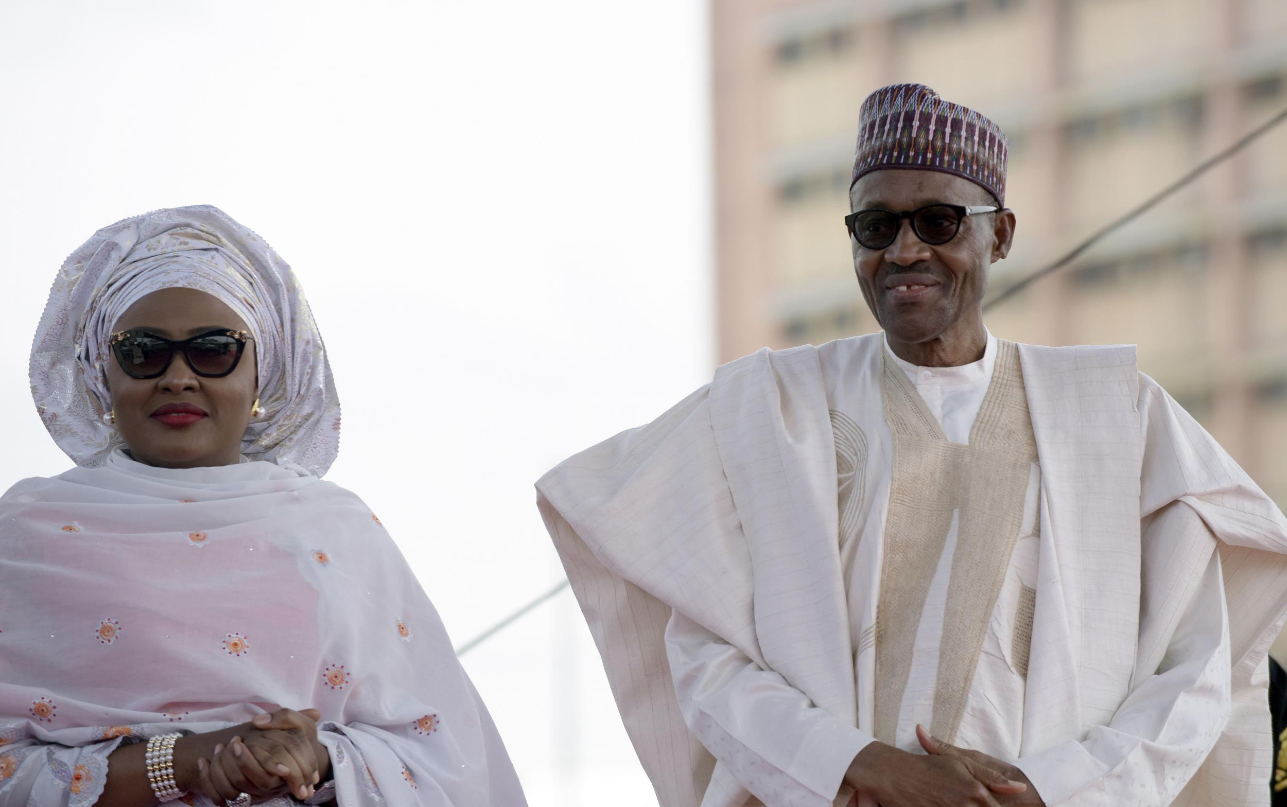 President Buhari with his wife, Aisha, during his swearing-in ceremony (Getty)