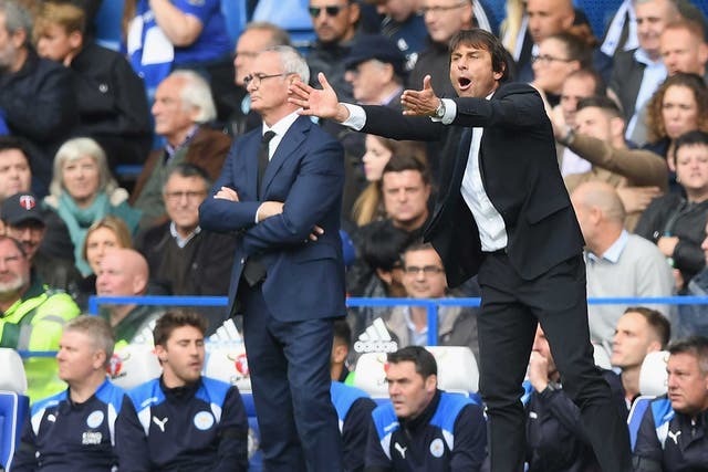 Antonio Conte and Claudio Ranieri look on from the side-lines