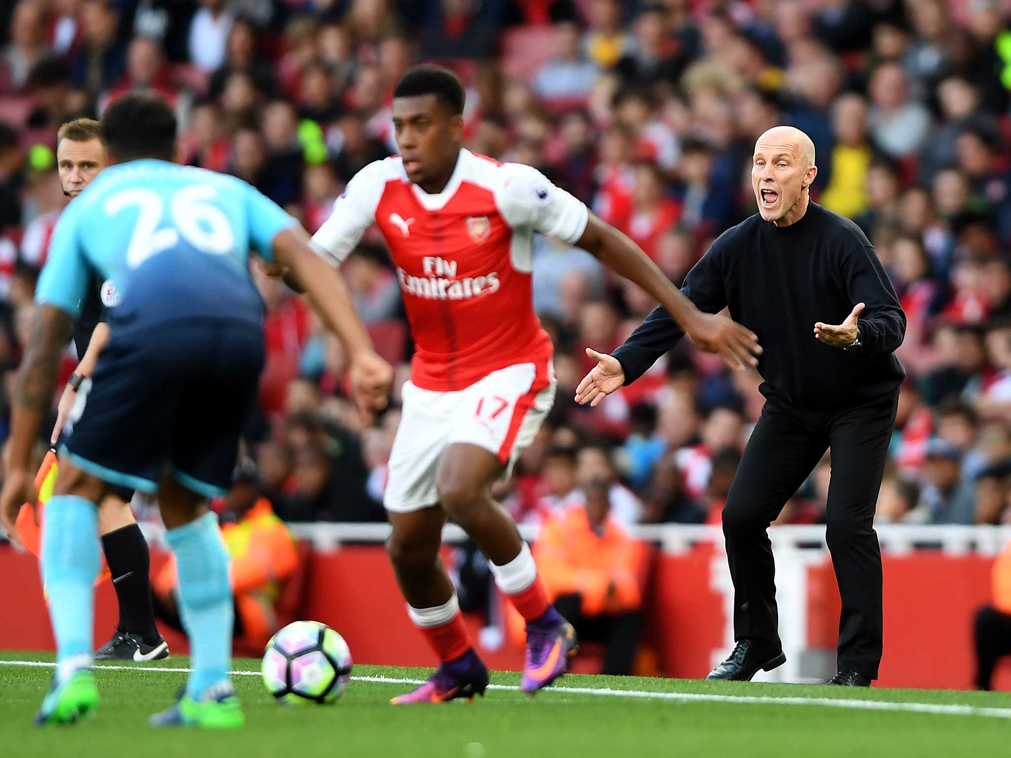 Bob Bradley barks orders from the technical area