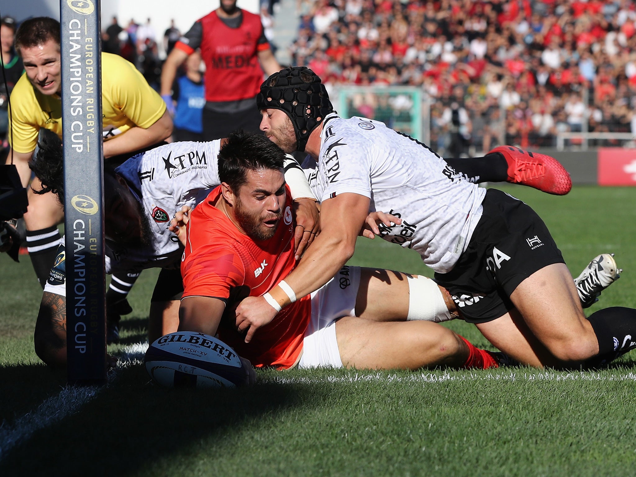 Maitland goes over for the first try of the match