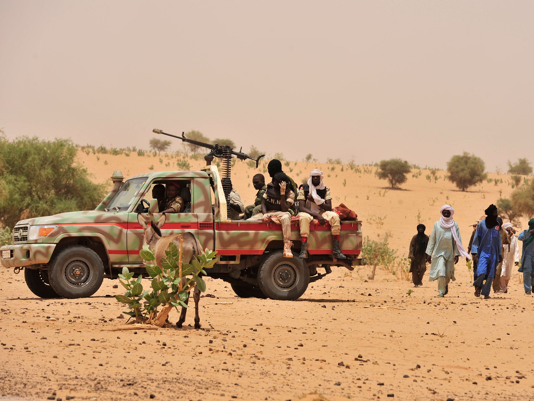 A Niger national guard patrol in a village near Abalak in June 2012