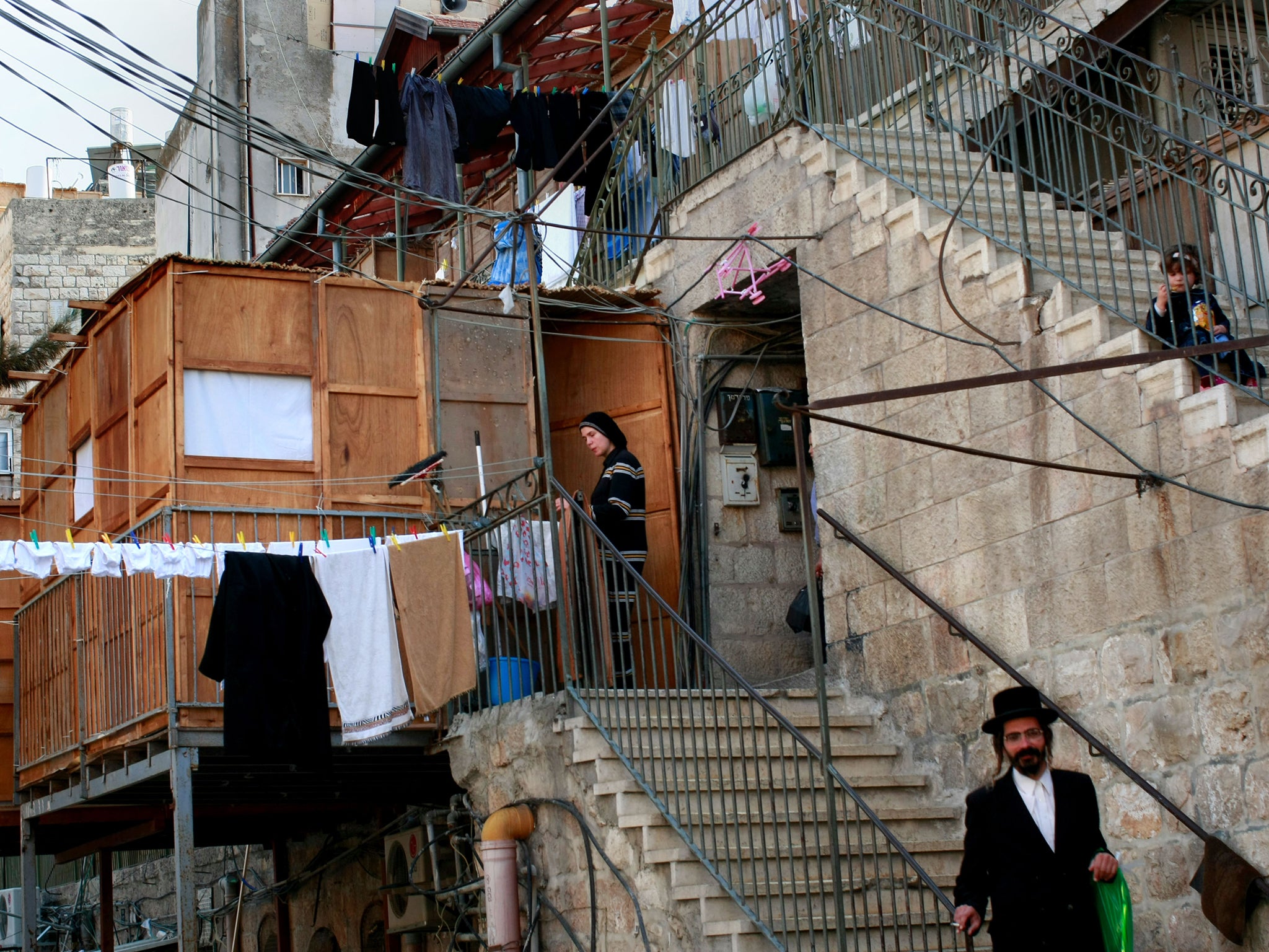 The Ultra Orthodox Mea Shearim neighbourhood preparing for the celebration of the Sukkot Festival in 2008