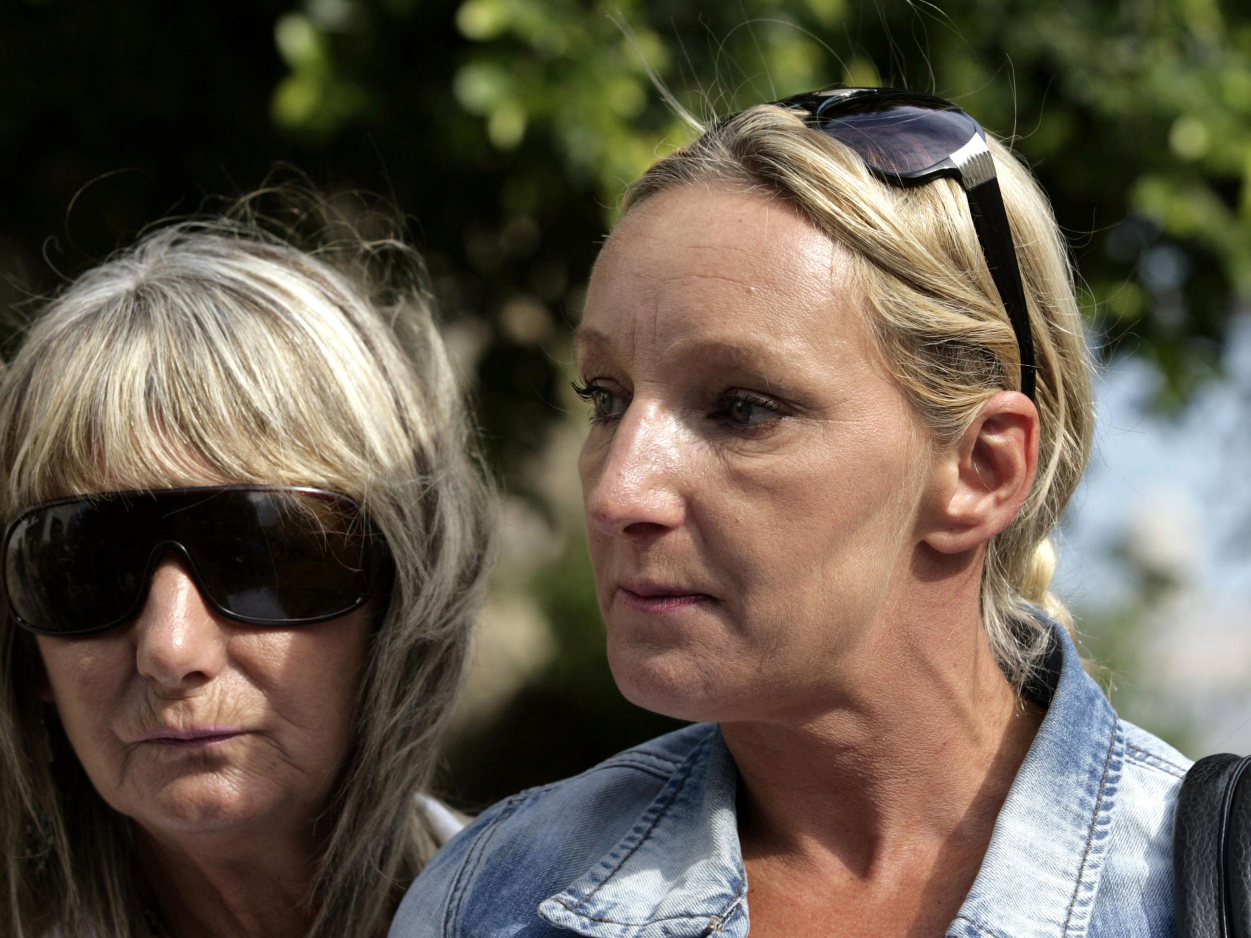 Ben’s mother Kerry Needham and his grandmother Christine (L) are seen outside the police station on the island of Kos, in Greece