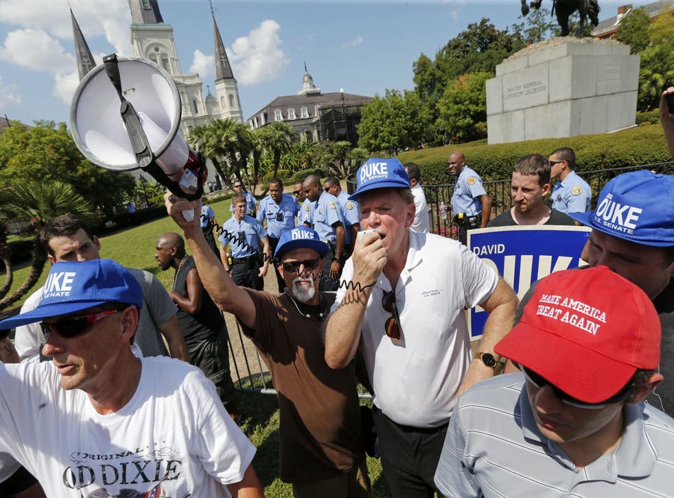 Former KKK imprial wizard David Duke said he was 'delighted' that Trump won