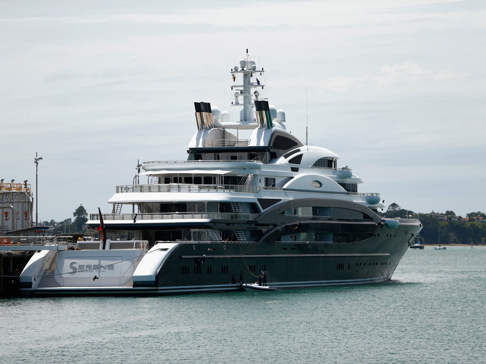 The Serene yacht docked in Auckland in New Zealand in January 2015, when it was then owned by Russian tycoon Yuri Schefler Phil Walter/Getty