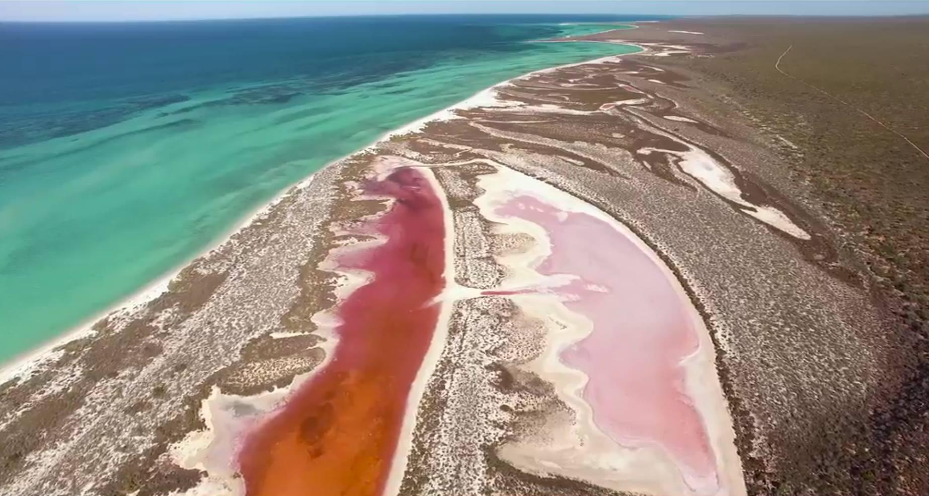 &#13;
Pink-tinged lakes bring some colour to the barren landscape &#13;